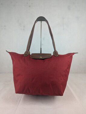 Longchamp Nylon Tote Bag Le Pliage Travel Bag Red - Pre-Owned - Clean